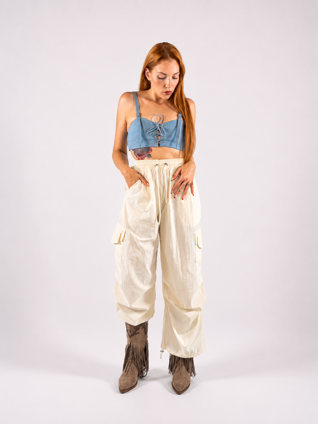Top in Denim Lace